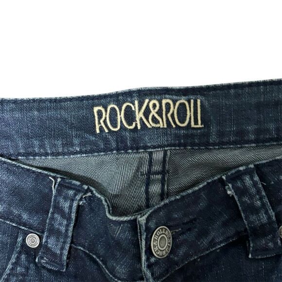 Rock & Roll Cowgirl Women's Flare Denim Jeans Size 31 Dark Wash Blue - Picture 5 of 8
